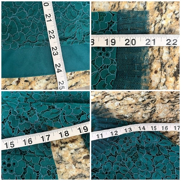 J Crew AU229 Green Lace Blouse Ruffle Lined Crochet Coquette Cottegecore Boho M - Picture 6 of 8